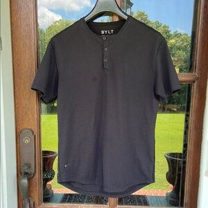 BYLT Drop Cut S/S Henley Lux . Black/Gray. Size L‎